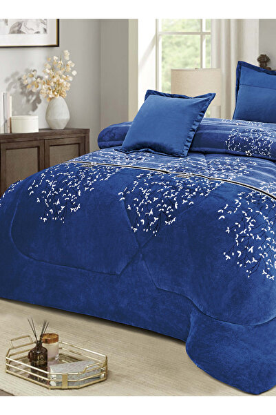 Generic Cozy And Warm Winter Fur Comforter 6 Pcs Set, Size 220 X 240 Cm Floral Bedding Sets Multicolor