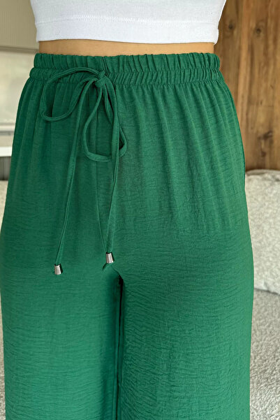 julude Emerald Green Women's Elastic Waist Loose Fit Trousers