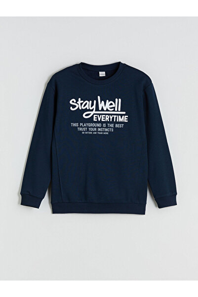 LC Waikiki Hanorac pentru băiat LCW Kids bleumarin cu gât de bicicletă