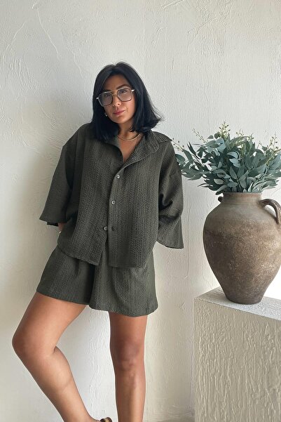 MJAMASS Haki Salaş İnce Şort Takım