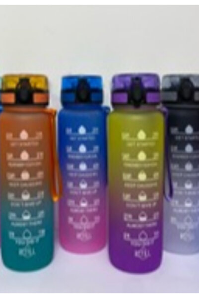 HTH زجاجة ماء تحفيزية 1 لتر بتصميم عصري مع علامات زمنية، خفيفة وآمنة مثالية ل...