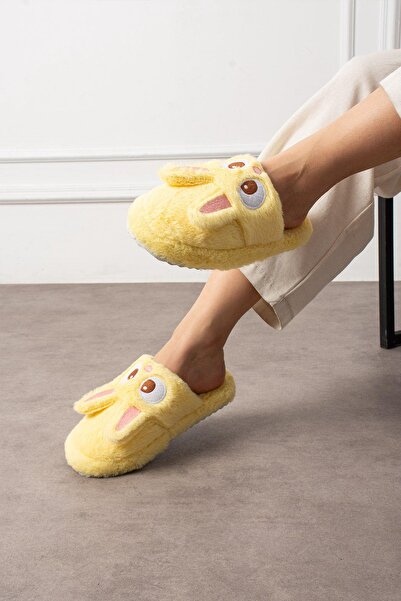 Oksit Γυναικείες παντόφλες για το σπίτι με κέντημα My Rabbit, βελούδινες παντόφλες, παντόφλες με παχιά σόλα που δεν κάνουν θόρυβο