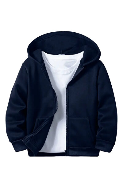 npLStore سترة/سترة صوفية بسحاب للأطفال غير مطبوعة