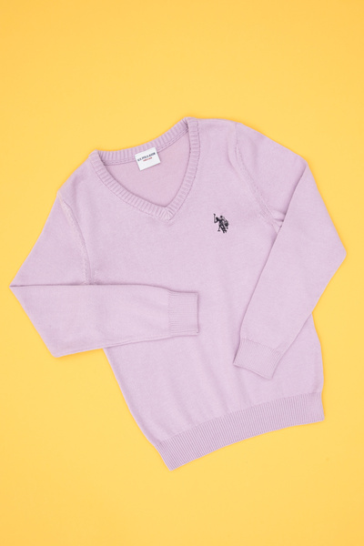 U.S. Polo Assn. Kız Çocuk Lila V Yaka Basic Kazak 50316777-VR034