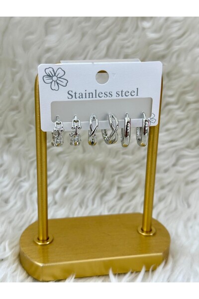 BY YASİN TOPÇU 🔗   Silver Infinity Trio – Set of 3 Pairs of Mini Hoops ✨