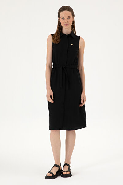 U.S. Polo Assn. Kadın Siyah Dokuma Elbise 50306605-VR046