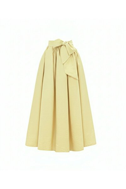 Modamorfo Pleated Belted Parachute Skirt - Light Yellow