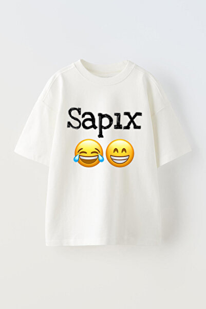 Anetos Μπλουζάκι Sapix με τύπωμα Unisex Βαμβακερό Λευκό oversized