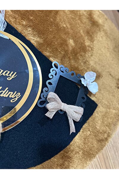 Marrone Kişiye Özel Kapı Süsü Paspas Takımı İsme Özel Orkideli Set