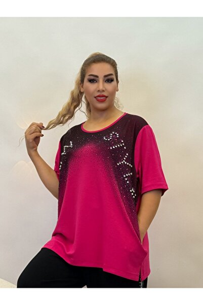 Yeşilmoda Abiye Bluz kadın taşlı yazlık oversize Üç renk: sarı, pembe, siyah ...