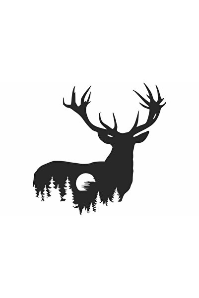 OEM Decor perete Personalizabil Cerb cu Luna HHH597 din lemn - 38 L x 38 H (cm)