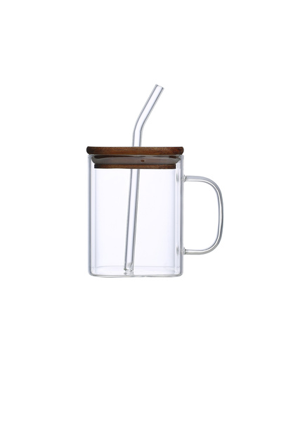 NEOFLAM 480ML 2PCS MUG SET WOOD LID+STRAW
