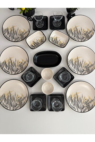 Keramika Takım Kahvaltı 23 Parça 6 Kişilik Mat Renkli Başak