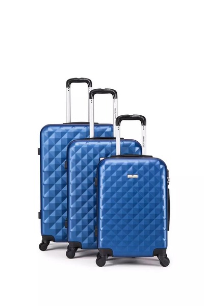 TRAVEL HOME مجموعة من 3 قطع حقيبة أمتعة بعجلات مقاس 20/24/28 بوصة، أزرق