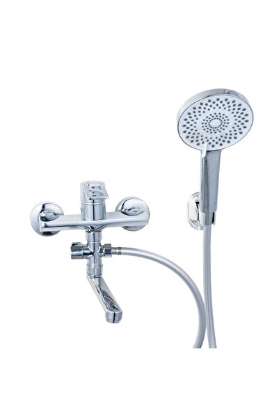 Trendy's Set baterie cadă-duș monocomandă Trendy’s cu montaj pe perete și kit de duș inclus, finisaj cromat