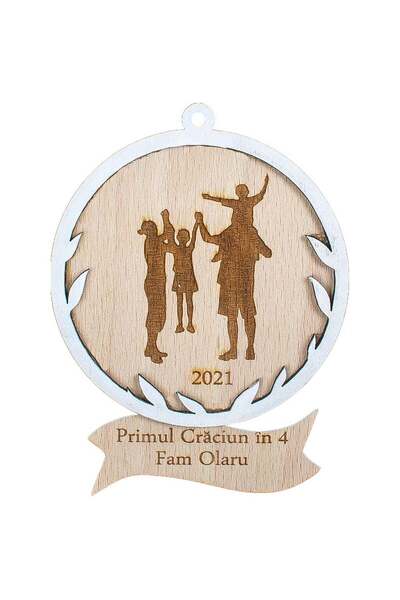 OEM Glob de Craciun Personalizat Familie HH896 din Lemn Model Primul Craciun ...