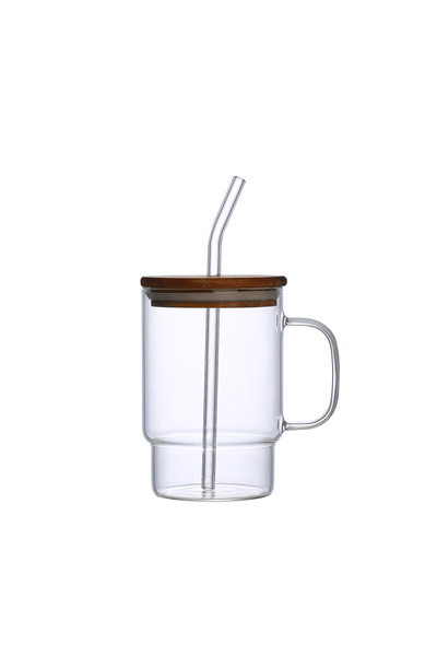 NEOFLAM 500ML 2PCS MUG SET WITH WOOD LID+STRAW