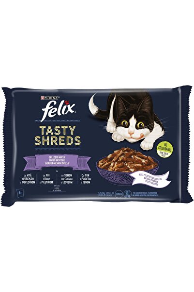 FELIX Hrana umeda pentru pisici Tasty Shreds Mix 4buc x 80g