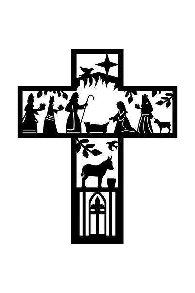 OEM Decor perete Povestea Crucii HH685 din lemn - 37 L x 46 H (cm)