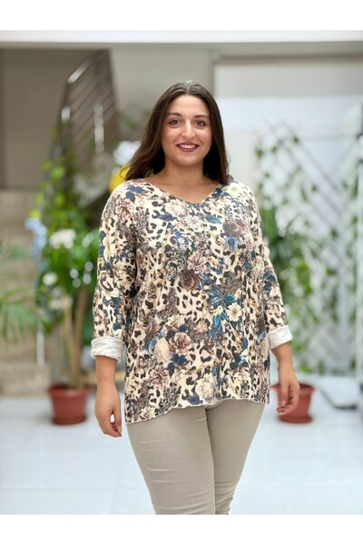 Punta Otantik Nc23721 Digital Print Italian Knitwear Blouse