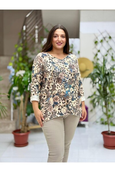 Punta Otantik Nc23721 Digital Print Italian Knitwear Blouse