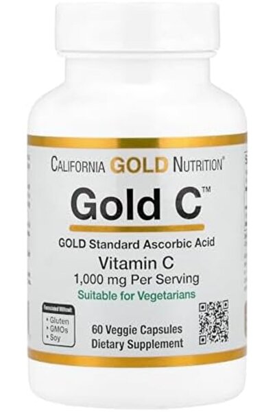 California Gold Nutrition كاليفورنيا جولد نيوتريشن جولد سي™، فيتامين سي بدرجة دستور الأدوية الأمريكي، 1000 ملجم، 60 كبسولة نباتية