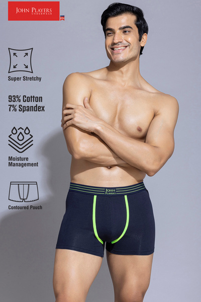 John players Pack of 2 John Players Cotton Trunks with Striped Waistband in Navy
