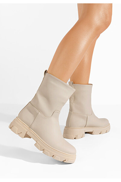 B T Shoes Béžové nízké kozačky Aniya V2