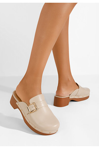 B T Shoes Béžové dámské dřeváky Advika