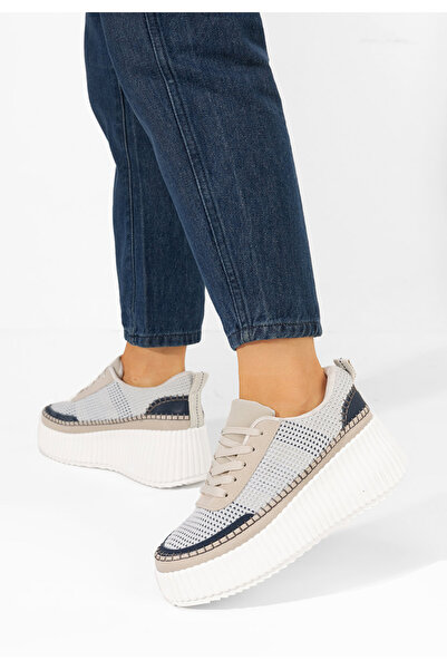 B T Shoes Modré dámské tenisky na platformě Tamylsa