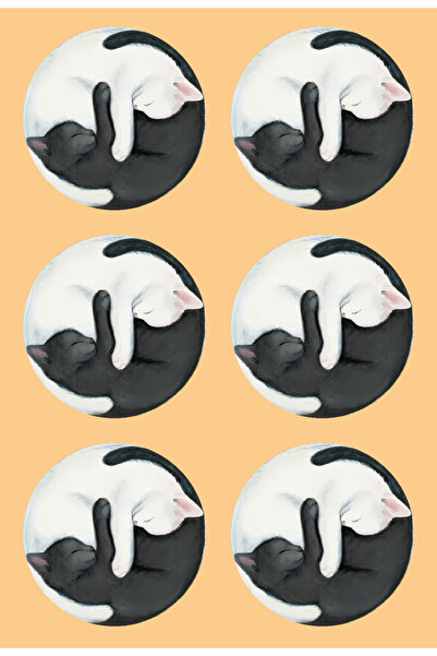 IMPRESA Tatuaj temporar pisici Yin si Yang