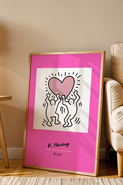 Saturn Pictură înrămată cu inimă Keith Haring - Inimă - Decor de perete în st...