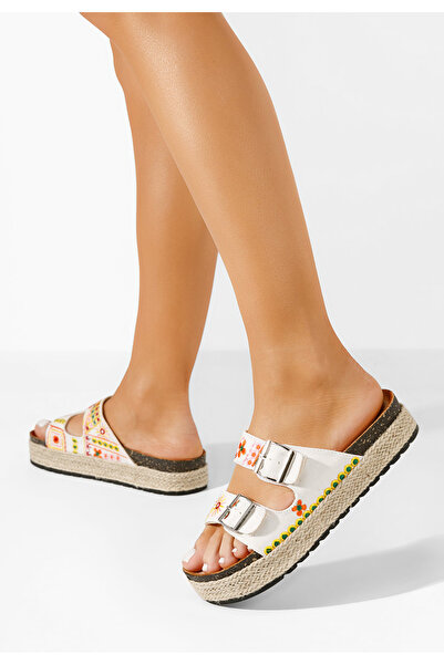 B T Shoes Bílé dámské pantofle Jeanette V2