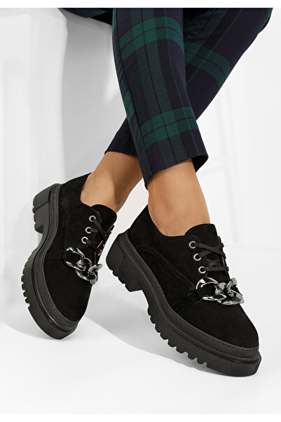 B T Shoes Čierne kožené poltopánky dámske Vorea V2