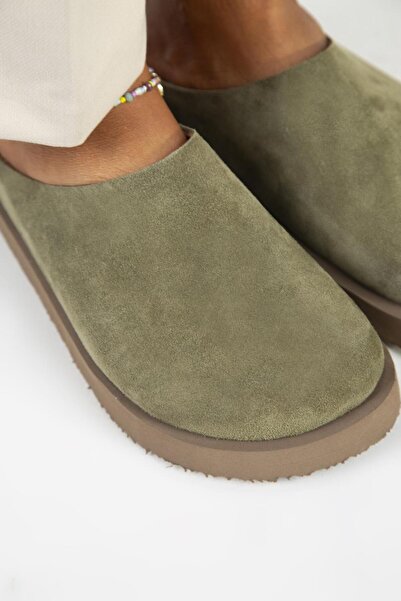 Manijero (Jana) Papuci de damă din piele naturală cu platformă plată kaki