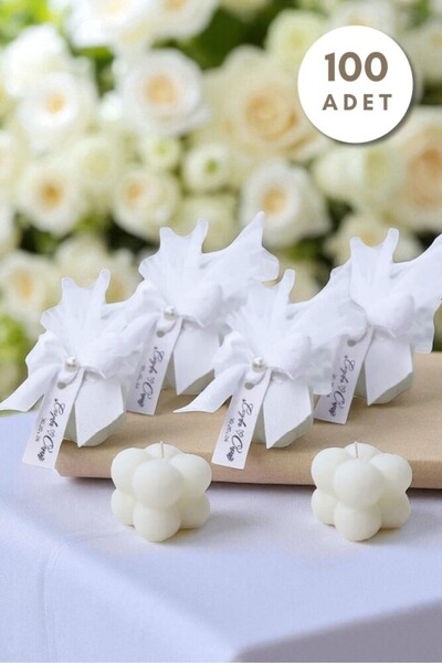 BERFUĞ KIRAN 100ADET TÜL DETAYLI KURDELELİ BUBBLE HEDİYELİK MUM