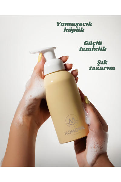 NoMoWa Köpük Sabun Başlangıç Seti | Butter Yellow Sabunluk (350 ML) 2 Tablet, 700 ml Sabun Üretir