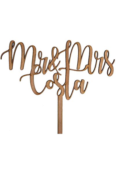 OEM Topper Nunta HH675 din lemn Mr&Mrs Nume Familie