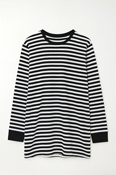 elit fashion Striped Tunic - Black