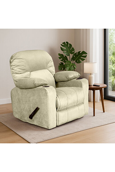 BACK COMFORT |Crown Seat|Velvet Rocking Cinematic Recliner Chair with Cups Holder