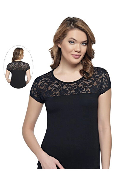 Belinay Women'S, Short Sleeve Lace, Black Undershirt