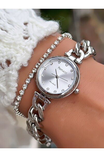 Ferrucci Steel Chain Cord 25 mm Minimal Case Women's Wristwatch 3 Atm Waterproof 2 Years Warranty