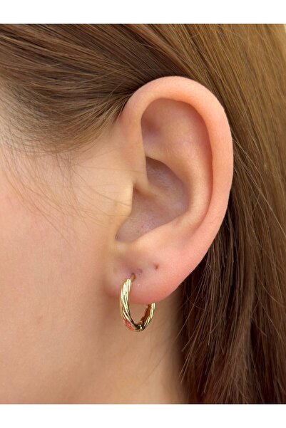 BY YASİN TOPÇU ✨   ساريلاش – أقراط دائرية من الفولاذ (ذهبي) ✨