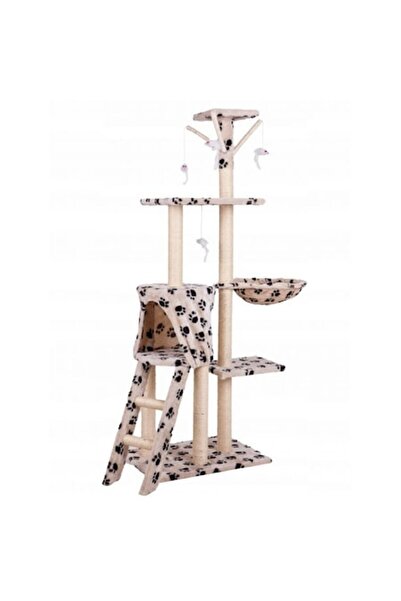 IMK Πύργος παιχνιδιού για γάτες, 5 επίπεδα, μπεζ εκτύπωση, 138,5 x 54,5 x 39,5 εκ.