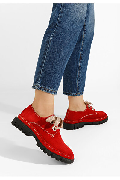 B T Shoes Dasha red leather women's casual shoes