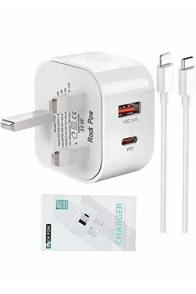 ROCK POW 20W USB Type C PD 3.0 Power Adapter Wall Charge and Lead Charging with Phone Fast Charger U