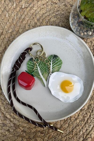 My Joyas Design سلسلة مفاتيح وإكسسوار حقيبة على شكل بيضة مقلية من ساني سايد أب