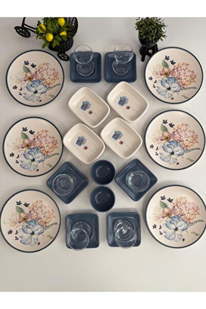 Keramika Takım Kahvaltı 24 Parça 6 Kişilik Blue Flowers
