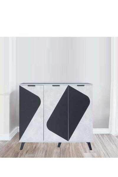 Crestj Classic Shoe Cabinet with 4 Shelves by In Zone - Grey
