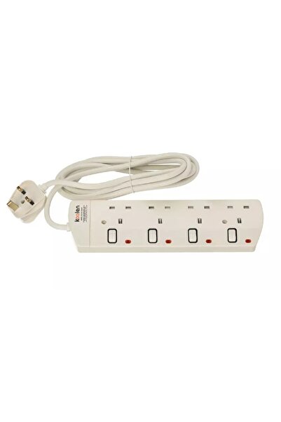 Koolen 4 Ways Power Extension Sockets, 3 m, White.
